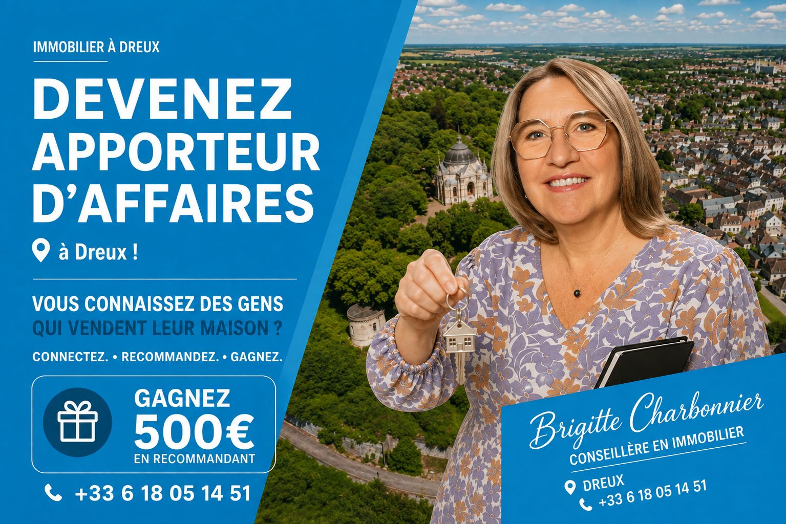 Devenez apporteur d'affaires immobilier à Dreux avec Brigitte Charbonnier